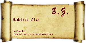 Babics Zia névjegykártya